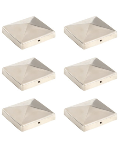 Bouchons de poteau de clôture pyramidaux 6 pcs Inox 101x101 mm | Mobilier & Déco