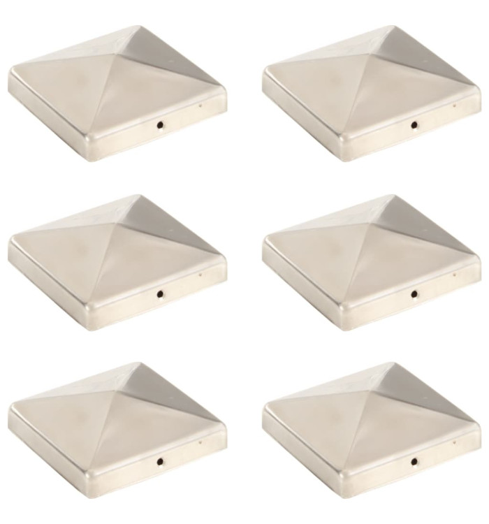 Bouchons de poteau de clôture pyramidaux 6 pcs Inox 101x101 mm | Mobilier & Déco