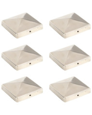 Bouchons de poteau de clôture pyramidaux 6 pcs Inox 101x101 mm | Mobilier & Déco