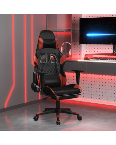 Chaise de jeu avec repose-pied Noir/rouge bordeaux Similicuir | Mobilier & Déco