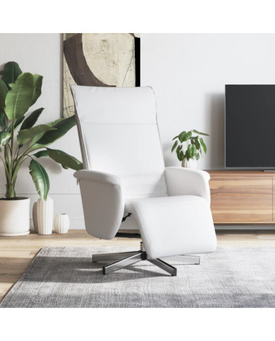 Fauteuil inclinable avec repose-pieds blanc similicuir | Mobilier & Déco