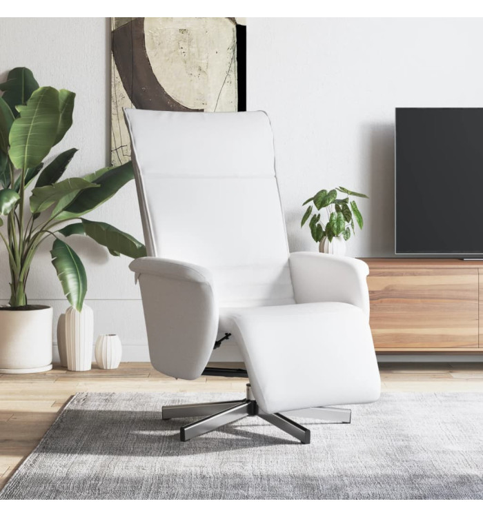 Fauteuil inclinable avec repose-pieds blanc similicuir | Mobilier & Déco
