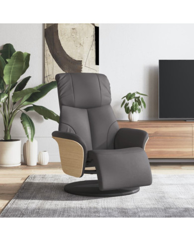 Fauteuil inclinable avec repose-pieds gris similicuir | Mobilier & Déco