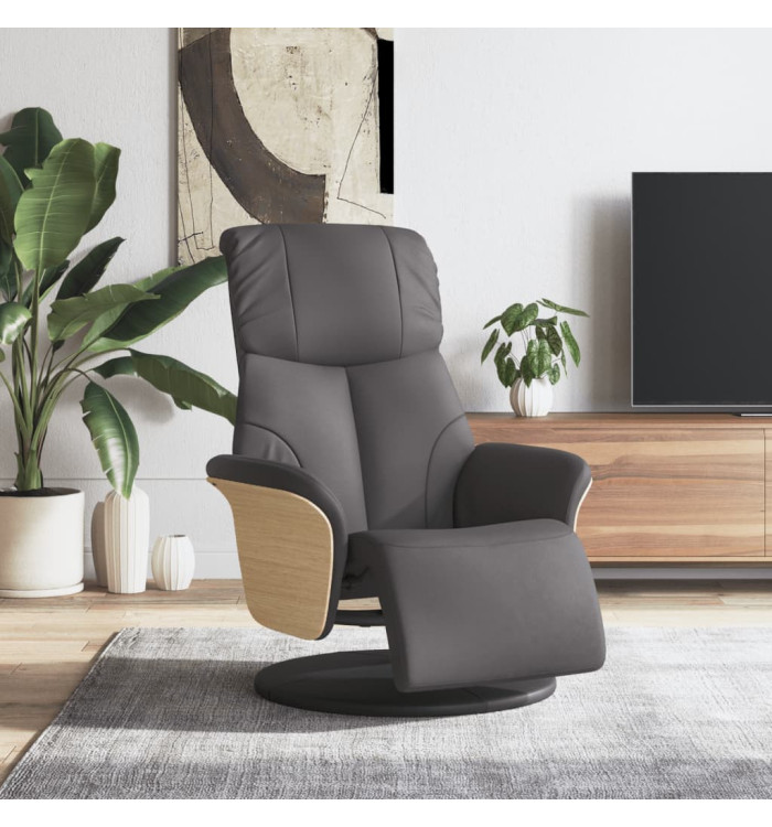 Fauteuil inclinable avec repose-pieds gris similicuir | Mobilier & Déco