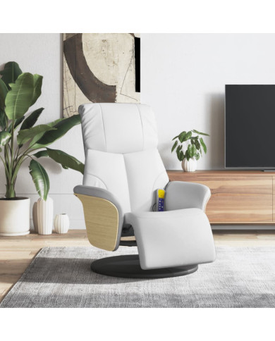 Fauteuil inclinable de massage repose-pieds blanc similicuir | Mobilier & Déco