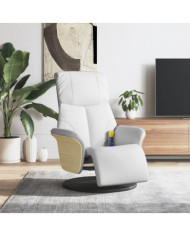 Fauteuil inclinable de massage repose-pieds blanc similicuir | Mobilier & Déco