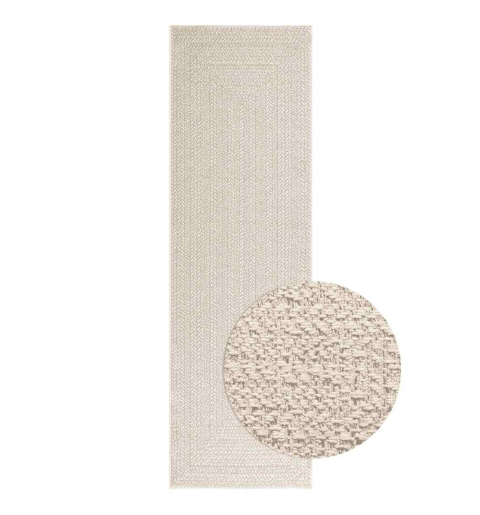 Tapis ZIZUR crème 80x250 cm aspect de jute intérieur extérieur | Mobilier & Déco