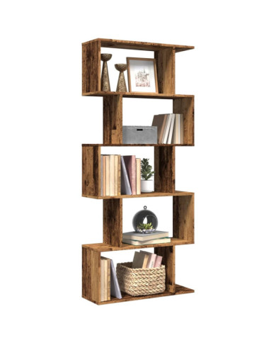 Étagère séparatrice de pièce à 5 niveaux vieux bois 70x24x161cm | Mobilier & Déco