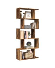 Étagère séparatrice de pièce à 5 niveaux vieux bois 70x24x161cm | Mobilier & Déco