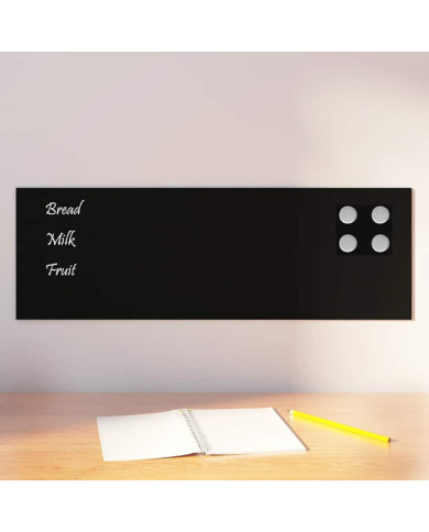 Tableau noir magnétique mural noir 60x20 cm verre trempé | Mobilier & Déco