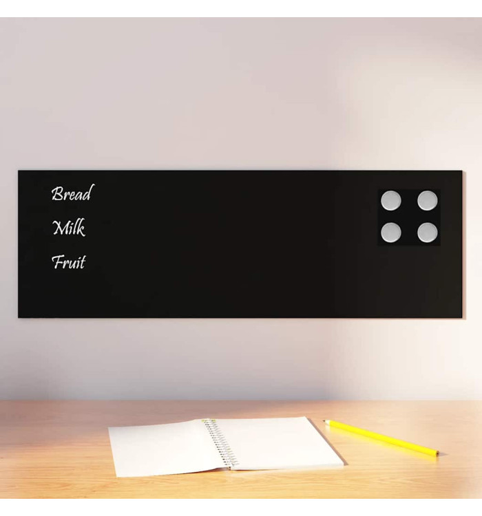 Tableau noir magnétique mural noir 60x20 cm verre trempé | Mobilier & Déco