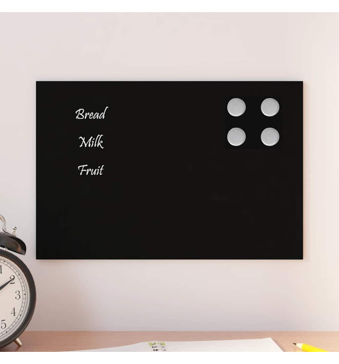 Tableau noir magnétique mural Noir 30x20 cm Verre trempé | Mobilier & Déco