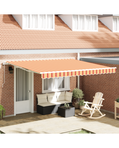 Auvent rétractable automatique jaune et orange 4 x 3 m | Mobilier & Déco