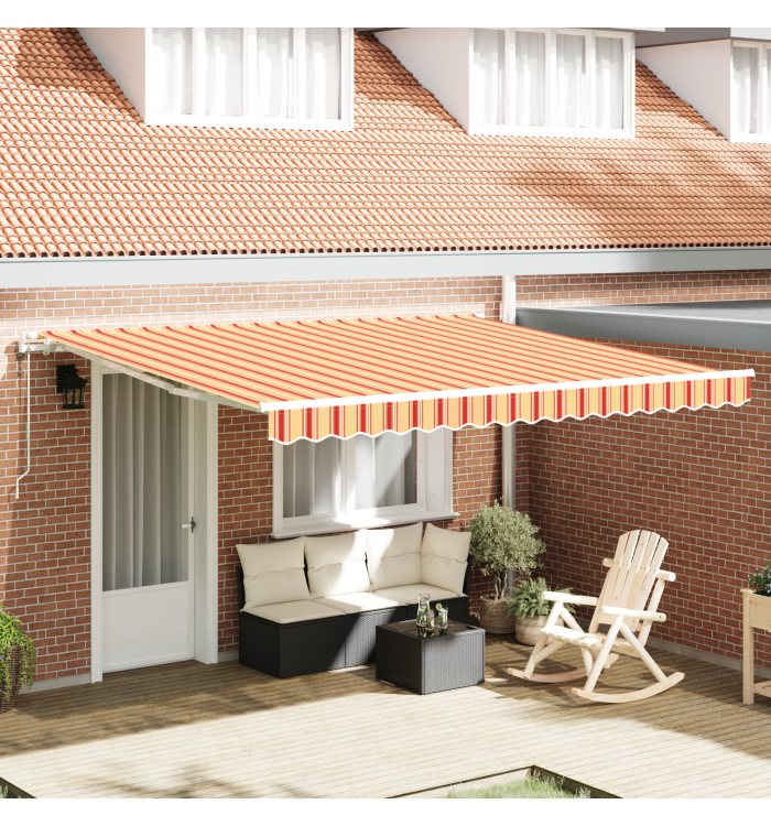 Auvent rétractable automatique jaune et orange 4 x 3 m | Mobilier & Déco