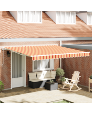 Auvent rétractable automatique jaune et orange 4 x 3 m | Mobilier & Déco