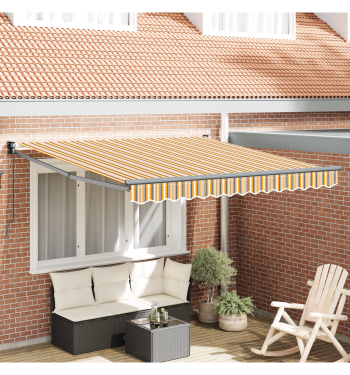 Store Rétractable Manuel Rayé Multicolore 300x250 cm | Mobilier & Déco