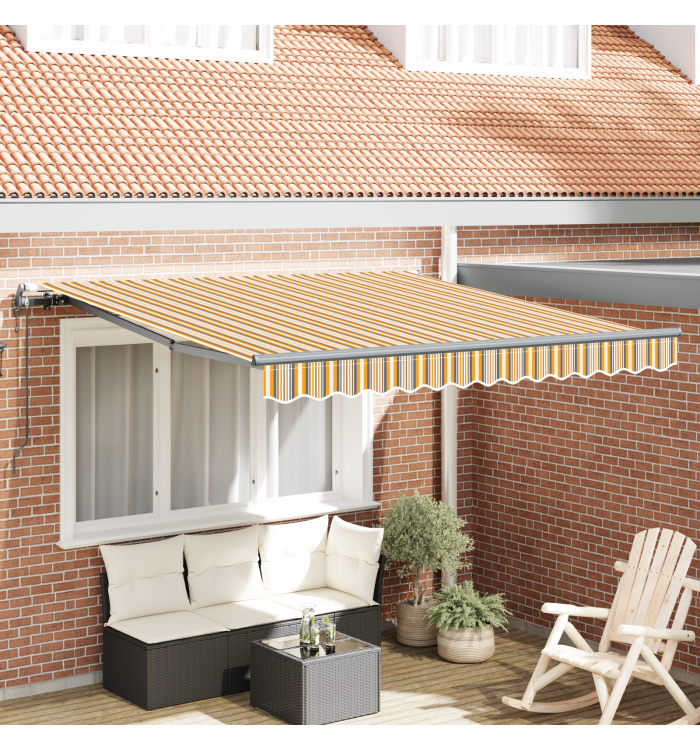 Store rétractable automatique rayures multicolores 350x250 cm | Mobilier & Déco