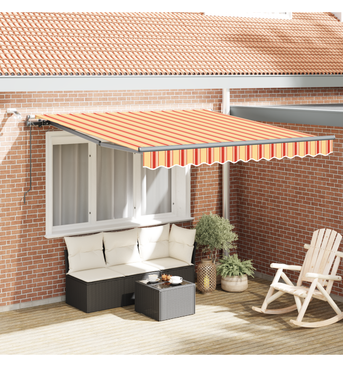 Auvent rétractable automatique avec LED jaune et orange 300x250 cm | Mobilier & Déco