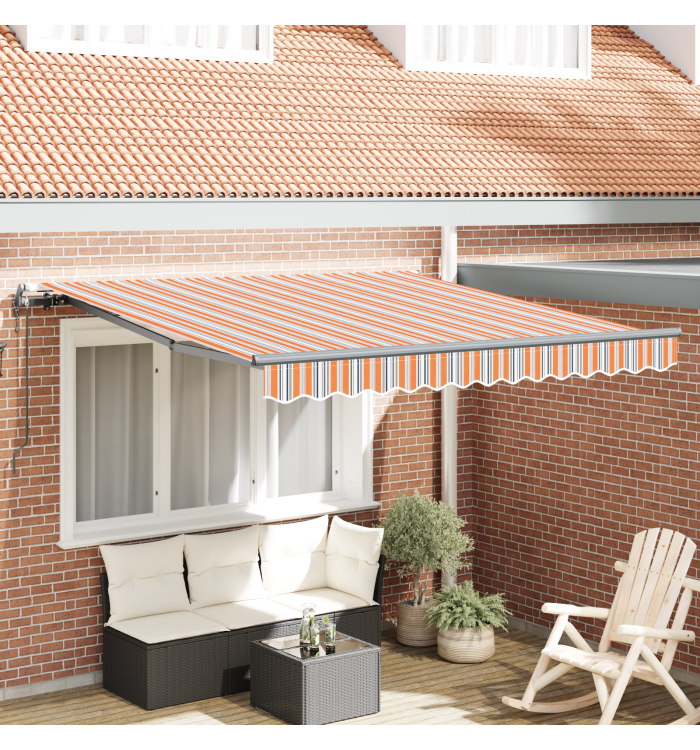 Auvent Rétractable Automatique Rayures Multicolores 350x250 cm | Mobilier & Déco