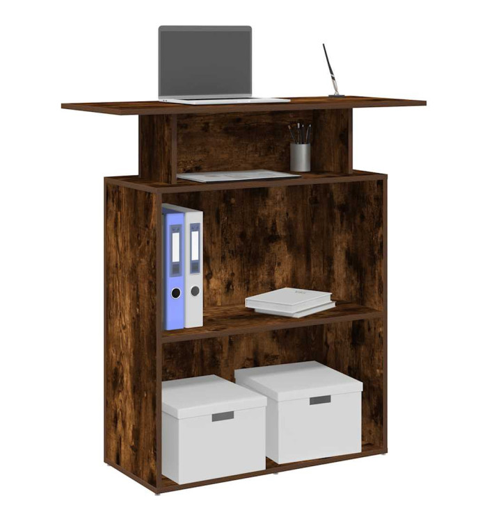 Bureau de réception chêne fumé 100x40x104 cm bois d'ingénierie | Mobilier & Déco