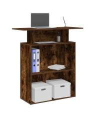 Bureau de réception chêne fumé 100x40x104 cm bois d'ingénierie | Mobilier & Déco