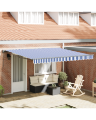 Store Rétractable Manuel Bleu et Blanc 350x250 cm | Mobilier & Déco