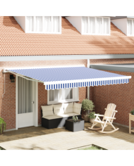 Store rétractable manuel Bleu et Blanc 350x250 cm | Mobilier & Déco