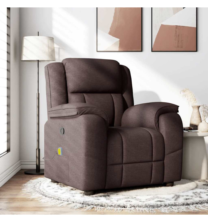 Fauteuil de massage inclinable Marron foncé Tissu | Mobilier & Déco