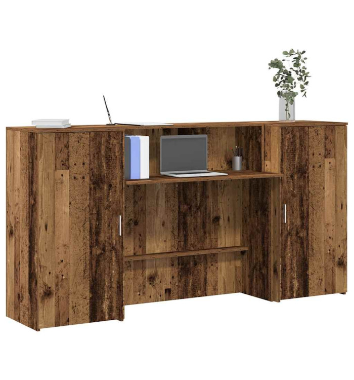 Bureau de réception vieux bois 200x50x103,5cm bois d'ingénierie | Mobilier & Déco