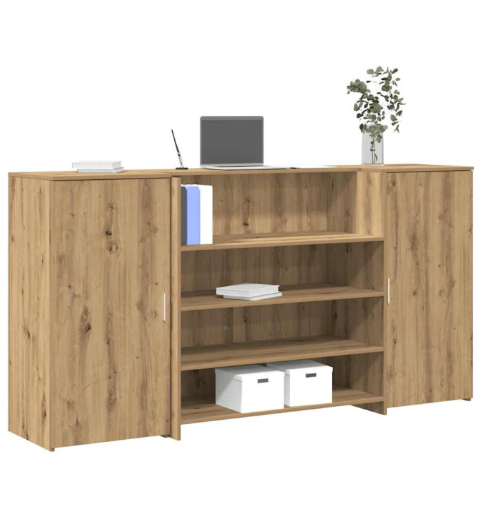 Bureau réception chêne artisanal 200x50x103,5cm bois ingénierie | Mobilier & Déco