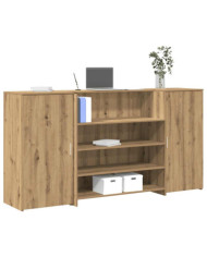 Bureau réception chêne artisanal 200x50x103,5cm bois ingénierie | Mobilier & Déco