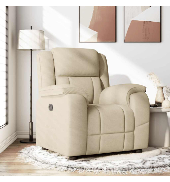 Fauteuil inclinable Crème Tissu | Mobilier & Déco