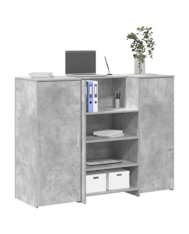 Bureau de réception gris béton 135x50x103,5cm bois d'ingénierie | Mobilier & Déco