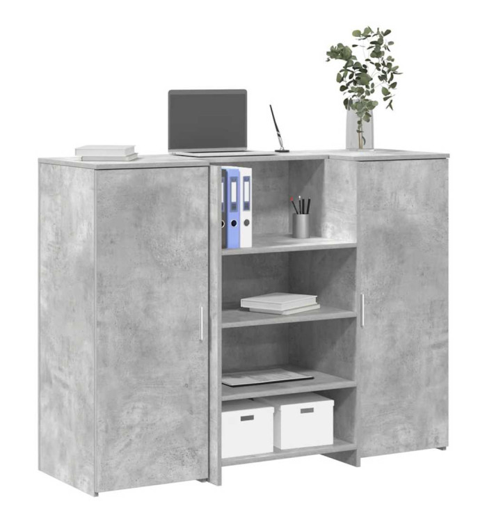 Bureau de réception gris béton 135x50x103,5cm bois d'ingénierie | Mobilier & Déco