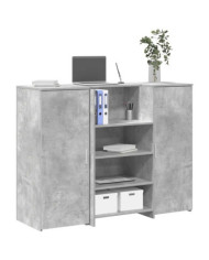 Bureau de réception gris béton 135x50x103,5cm bois d'ingénierie | Mobilier & Déco