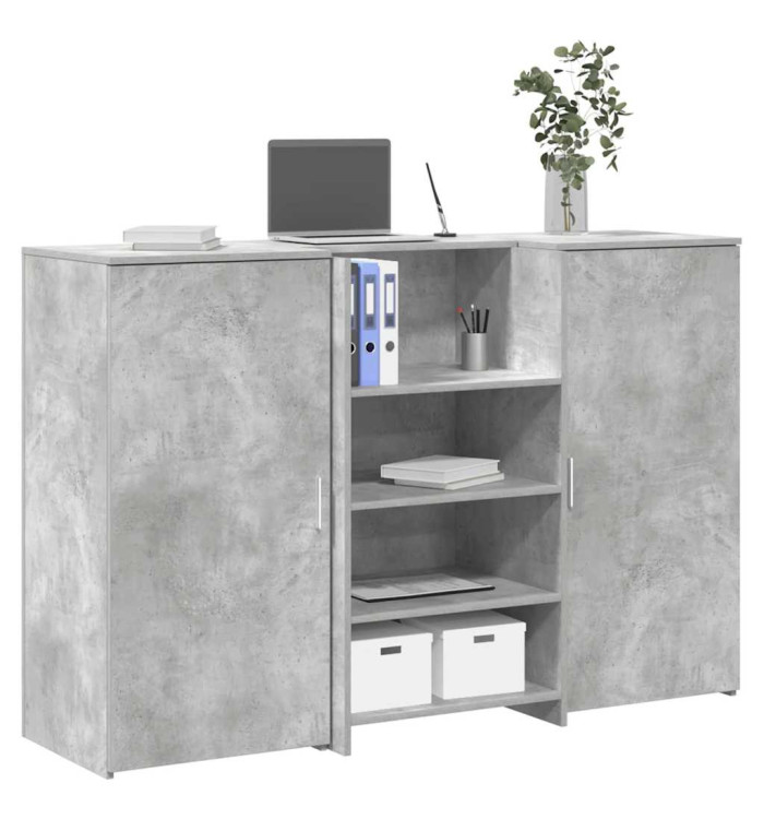 Bureau de réception gris béton 155x50x103,5cm bois d'ingénierie | Mobilier & Déco