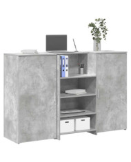 Bureau de réception gris béton 155x50x103,5cm bois d'ingénierie | Mobilier & Déco