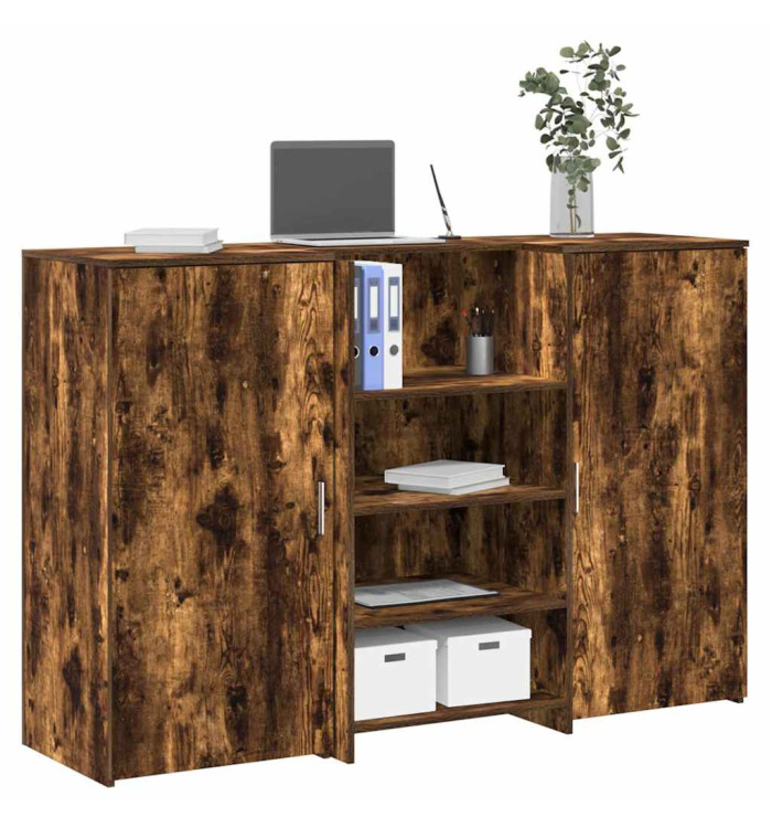 Bureau de réception chêne fumé 155x50x103,5cm bois d'ingénierie | Mobilier & Déco