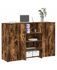 Bureau de réception chêne fumé 155x50x103,5cm bois d'ingénierie | Mobilier & Déco