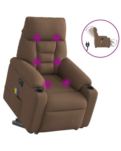Fauteuil inclinable de massage électrique Marron Tissu | Mobilier & Déco