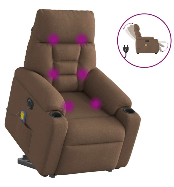 Fauteuil inclinable de massage électrique Marron Tissu | Mobilier & Déco