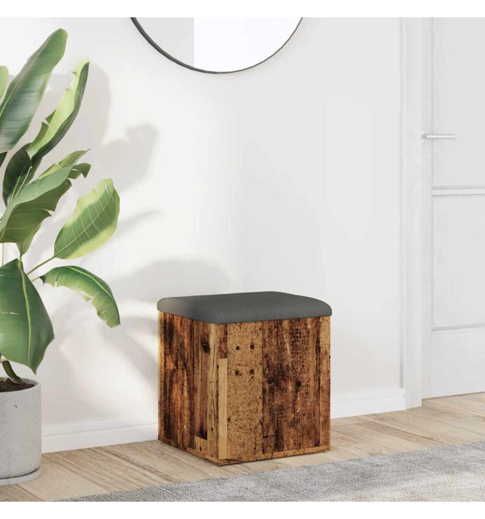 Banc de rangement vieux bois 42x42x45 cm bois d'ingénierie | Mobilier & Déco