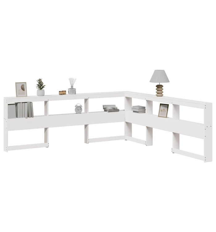 Tête de lit de bibliothèque en forme de L bois massif de pin | Mobilier & Déco