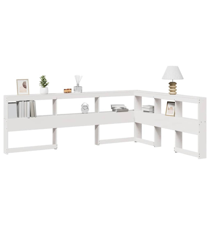 Tête de lit de bibliothèque en forme de L bois massif de pin | Mobilier & Déco