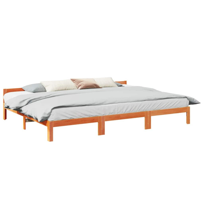 Cadre de lit familial sans matelas marron ciré 240x200 cm | Mobilier & Déco