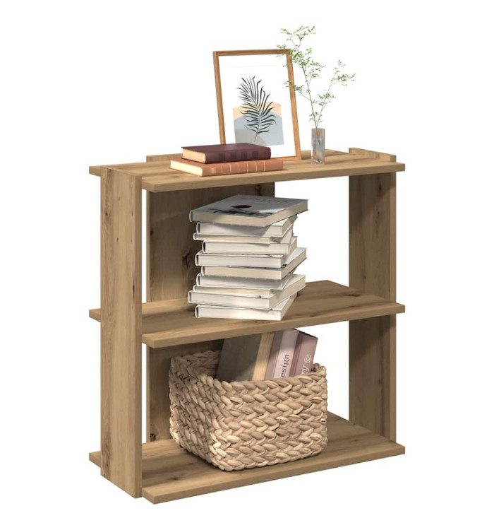 Bibliothèque à 3 niveaux chêne artisanal 60x30x60 cm | Mobilier & Déco