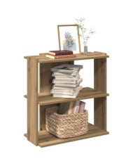 Bibliothèque à 3 niveaux chêne artisanal 60x30x60 cm | Mobilier & Déco