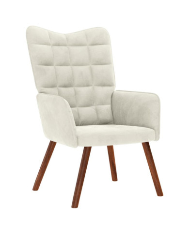 Chaise de relaxation crème velours | Mobilier & Déco