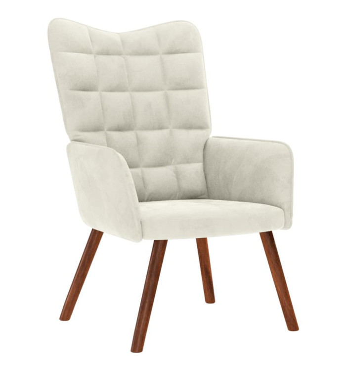 Chaise de relaxation crème velours | Mobilier & Déco
