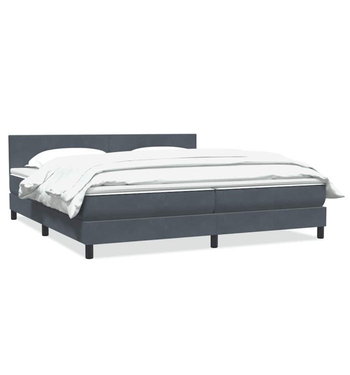 Sommier à lattes de lit et matelas gris foncé 200x220cm velours | Mobilier & Déco